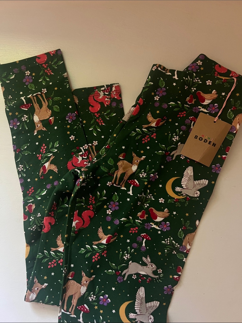 Boden Green Woodland Animals Kids leggings